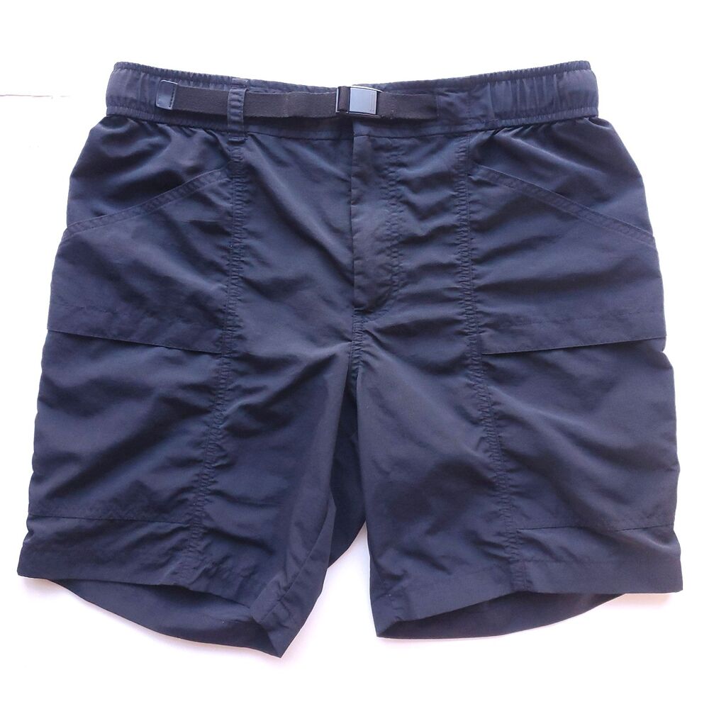 Eddie Bauer Ripstop Tech Shorts Mens S Inseam 7" Black 100% Nylon Elastic Belted
